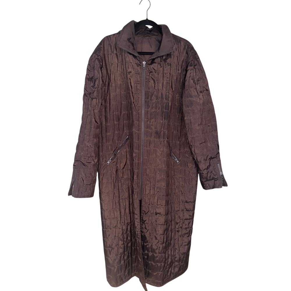 Mycra Pac One Reverisble Quilted Jacket Hood Brown Travel Weather Coat L